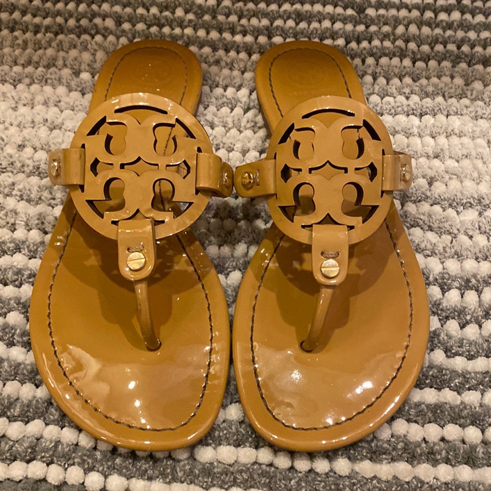 Tan Patent Leather Tory Burch Sandals